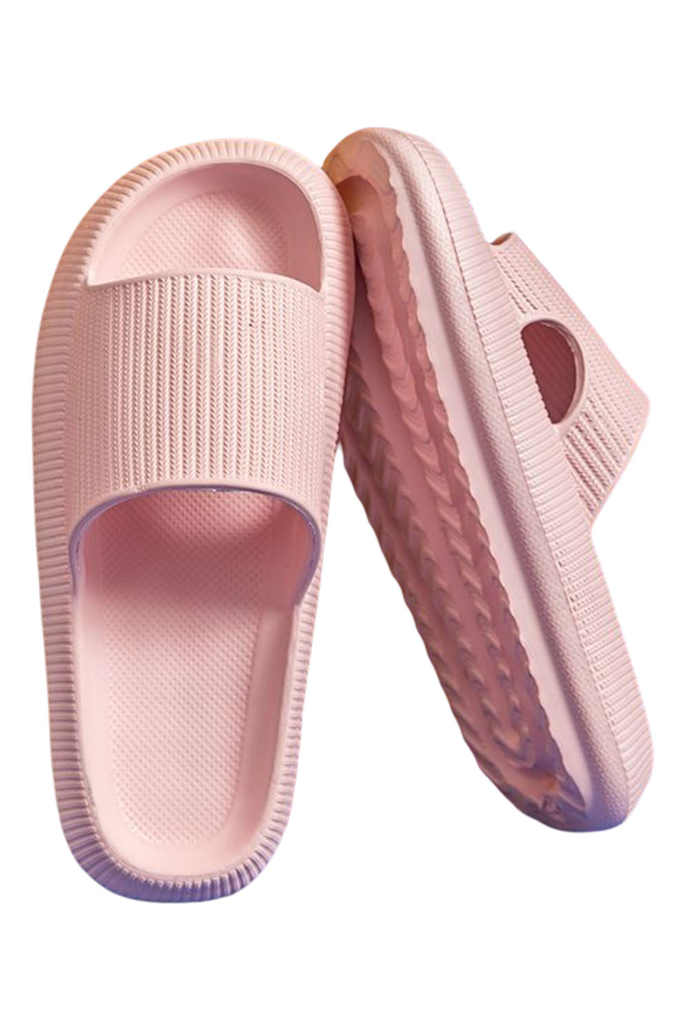 Pink Hollow-out Thick Soled Slip On Sandal
