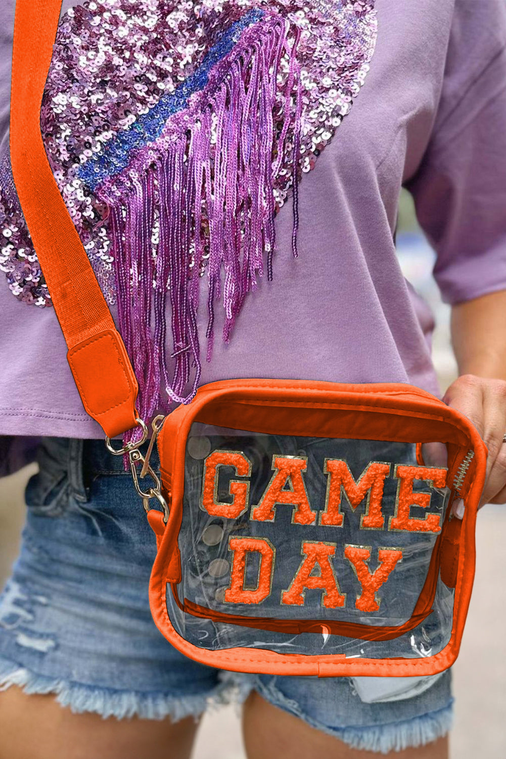 Chenille GAME DAY Pattern Clear Bag