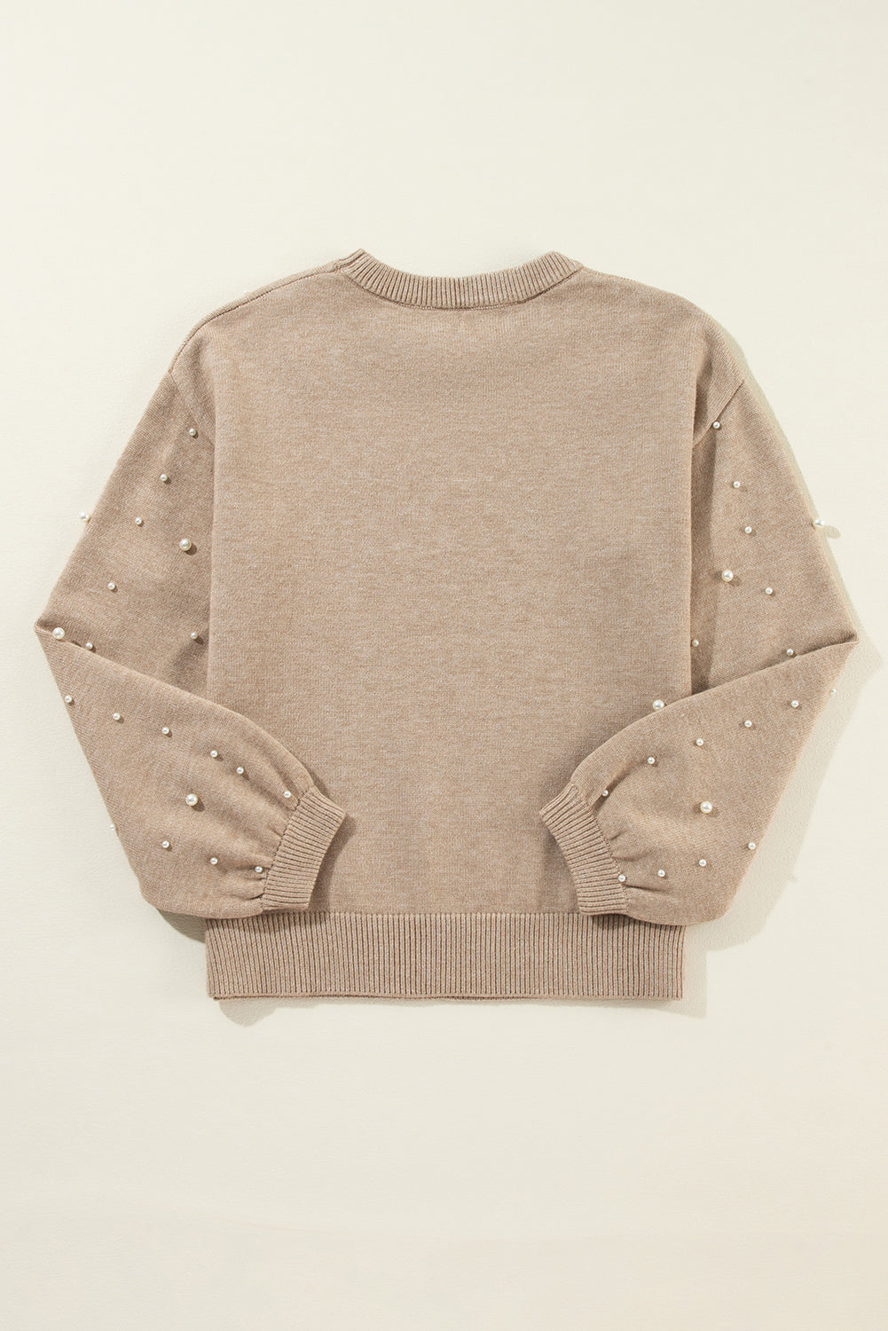 Pearl Drop Shoulder Round Neck Sweater