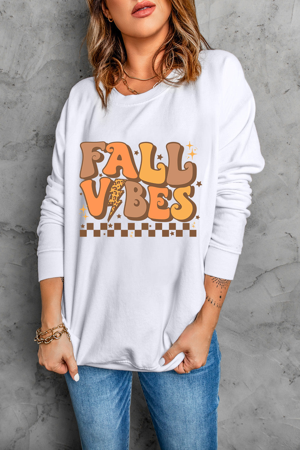 FALL VIBES Graphic Drop Shoulder Sweatshirt