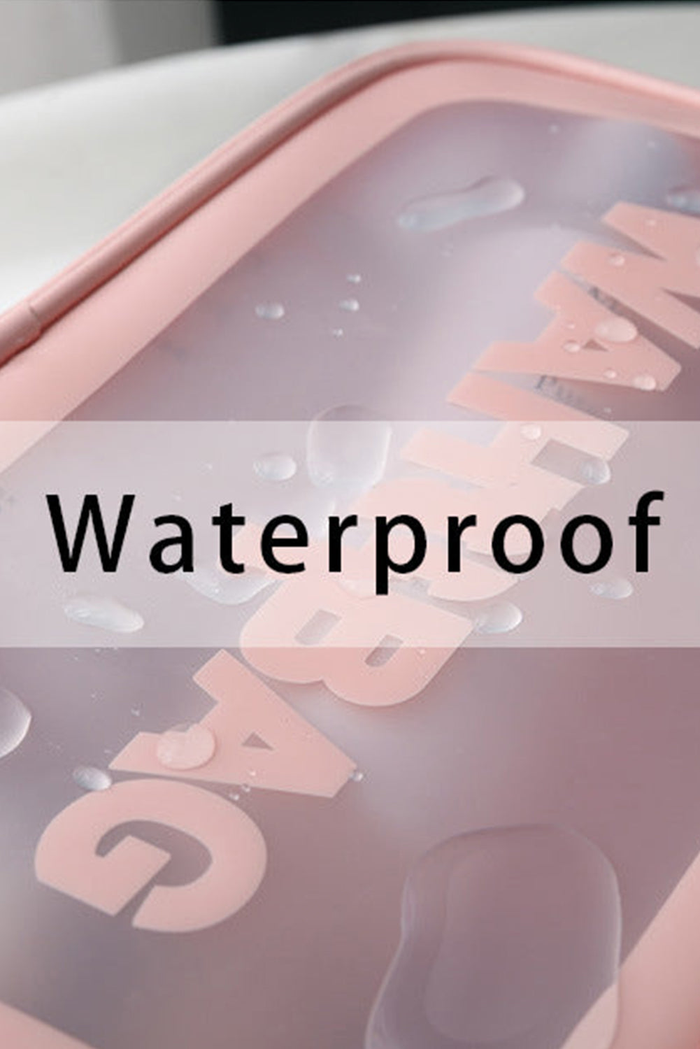 Pink WASHBAG Print Clear Frosted Waterproof 3pcs Bag Set