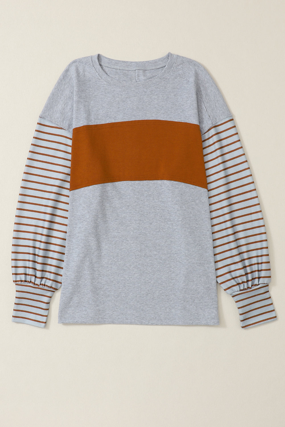 Colorblock Striped Bishop Sleeve Top