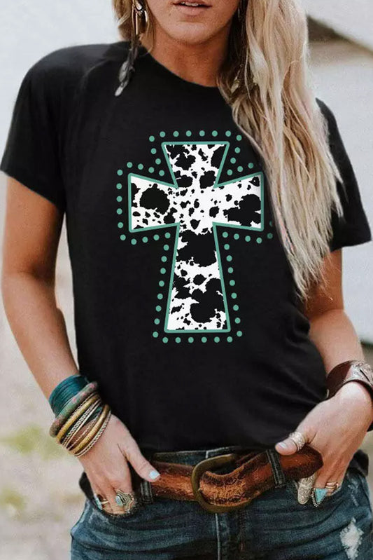 Animal Cross Graphic Round Neck Tee