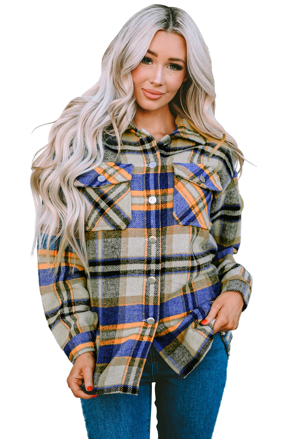 Plaid Button Up Long Sleeve Flannel Shacket