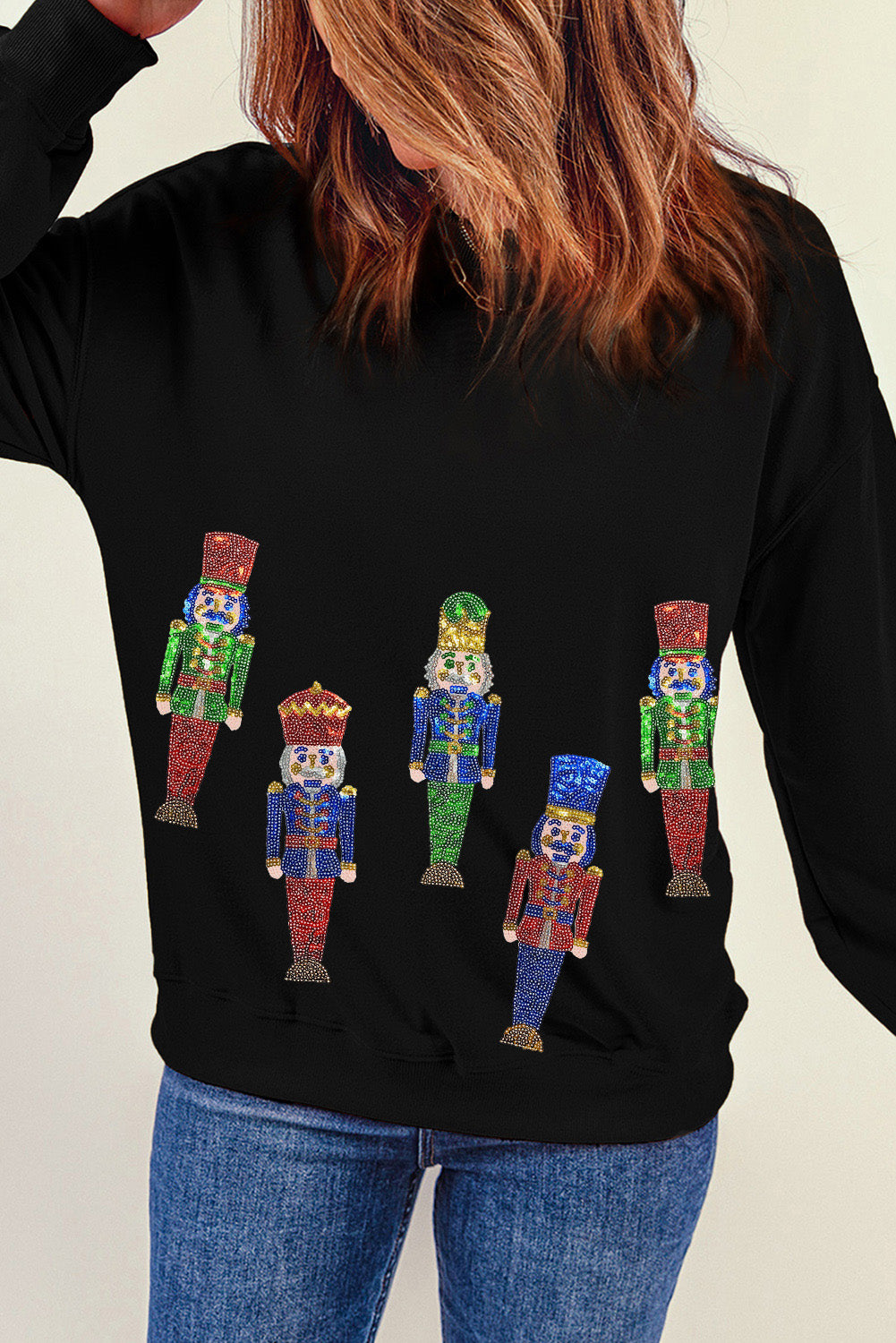 Sequins Nutcracker Christmas Graphic Sweatshirt