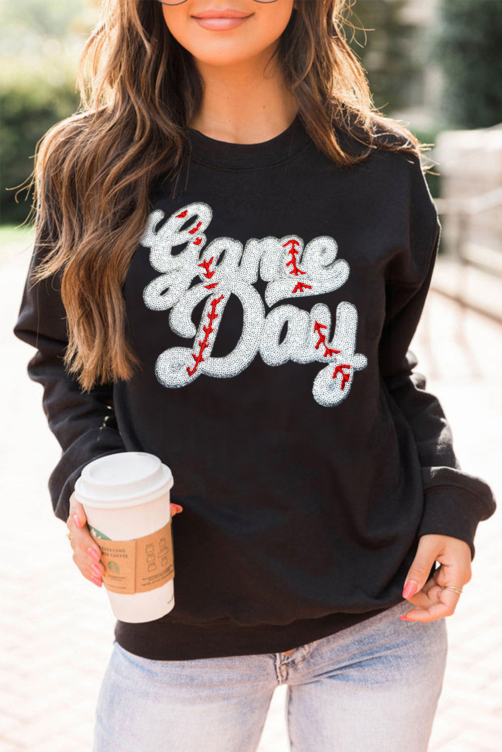 Game Day Baseball Graphic Crew Neck Sweatshirt