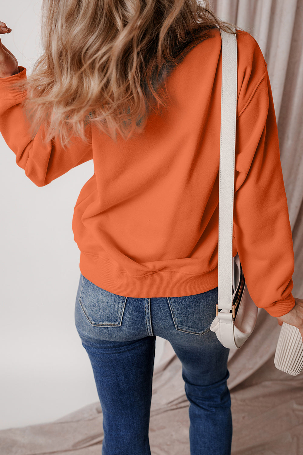 Solid Color Drop Shoulder Terry Sweatshirt