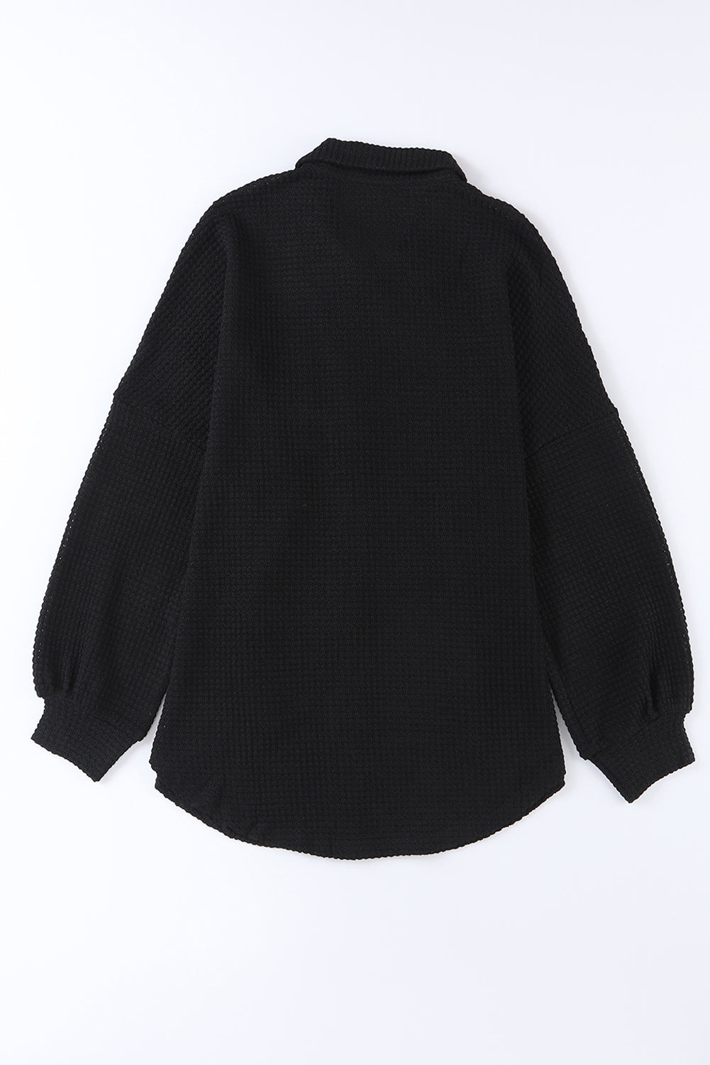 Plus Size Chest Pocket Waffle Knit Shirt