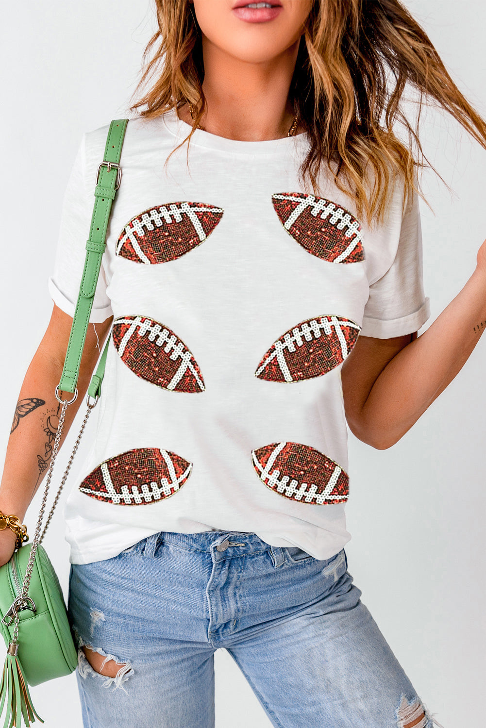 Sequined Rugby Graphic T Shirt