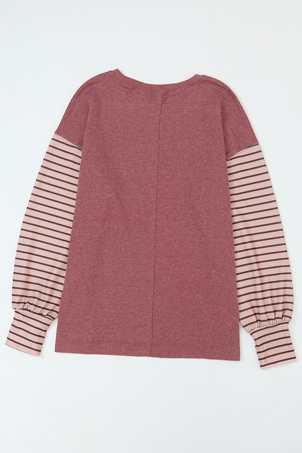 Light French Beige Colorblock Striped Bishop Sleeve Top