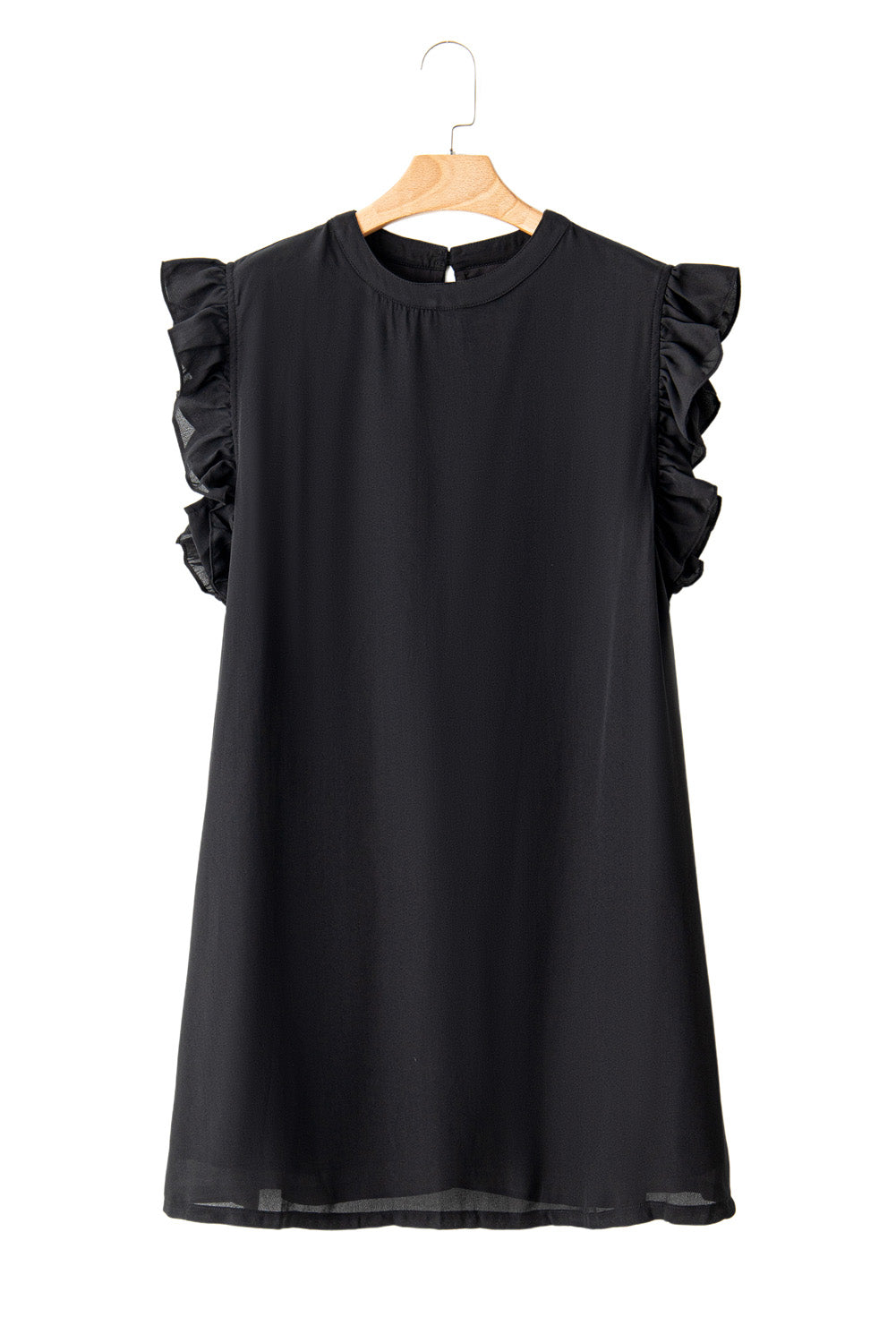 Plain Keyhole Back Ruffle Plus Mini Dress