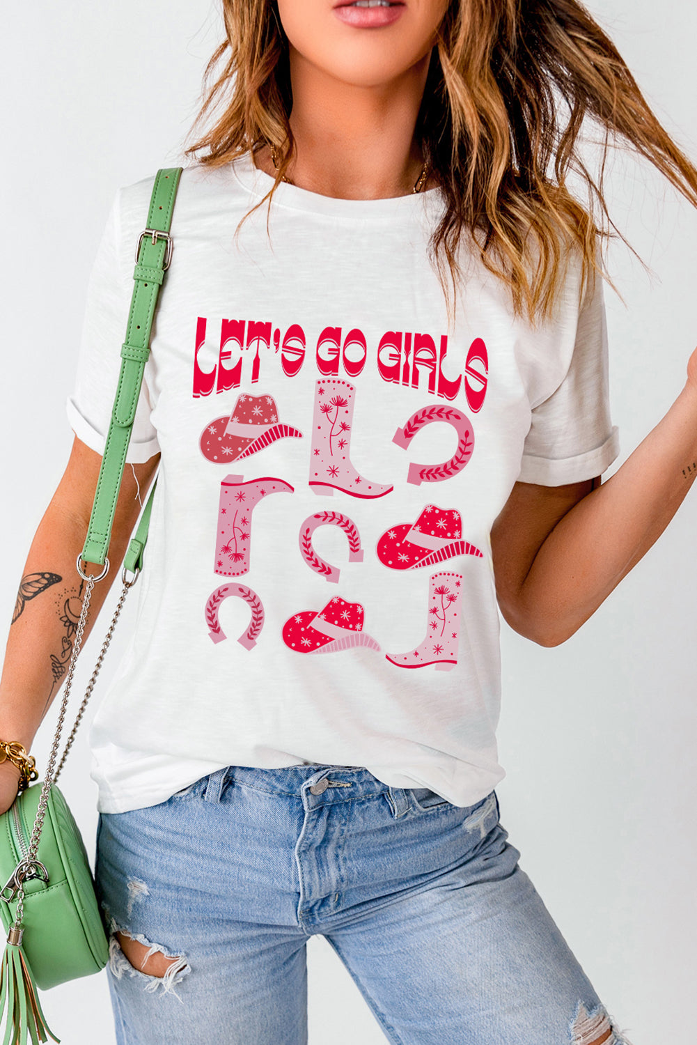 LET'S GO GIRLS Boots & Hats Graphic T Shirt