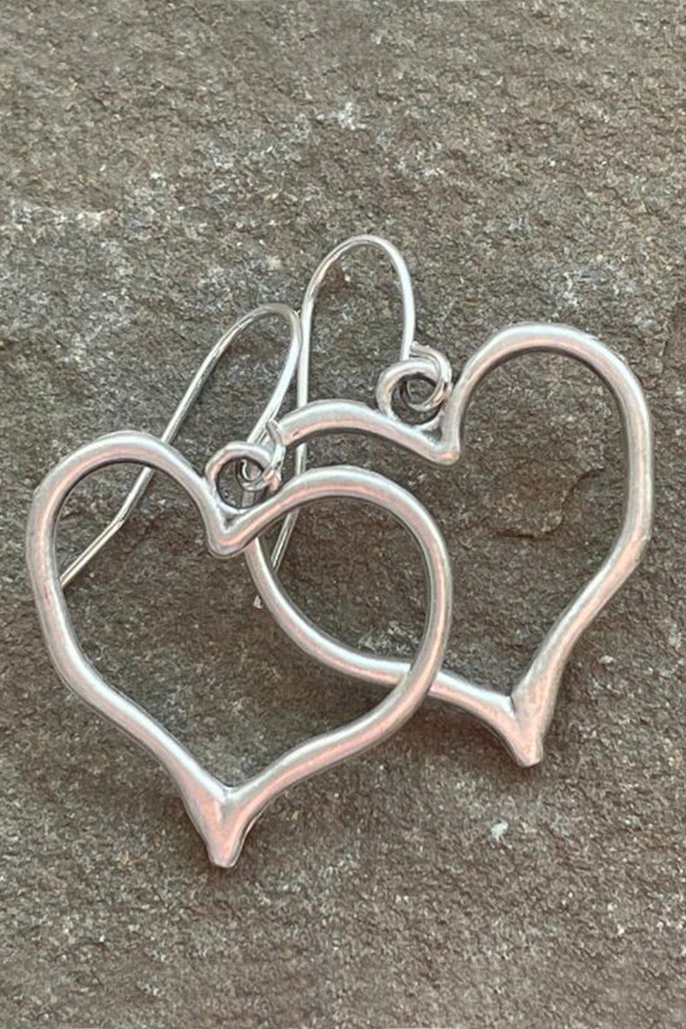 Silvery Heart Shape Hook Drop Earrings