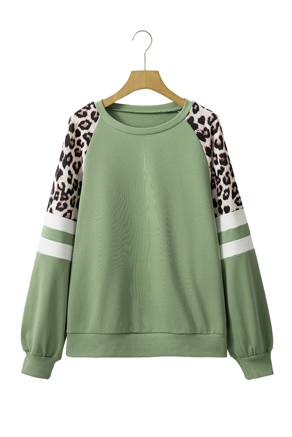 Leopard Print Patchwork Raglan Sleeve Sweatshirt