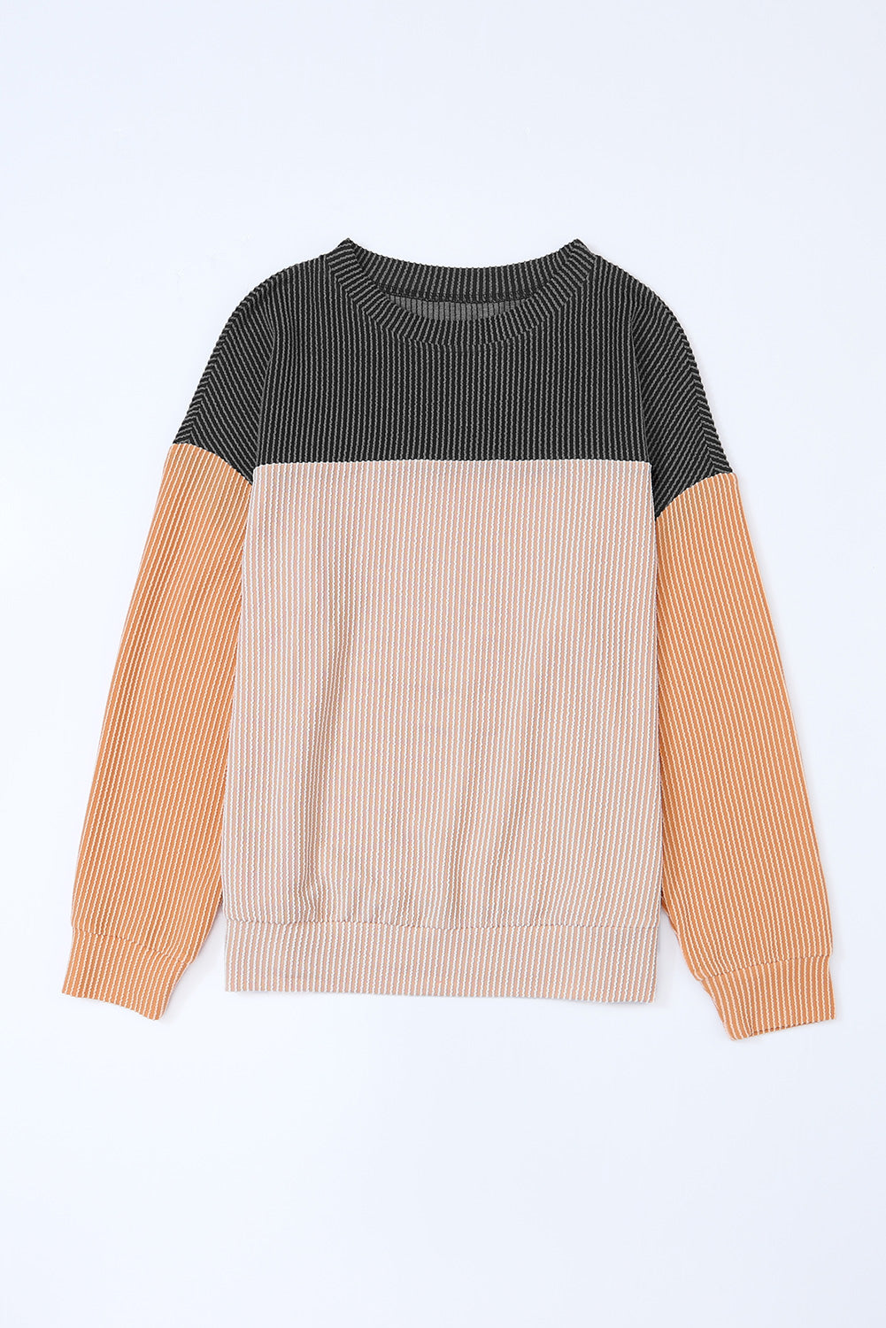 Ribbed Color Block Long Sleeve Top