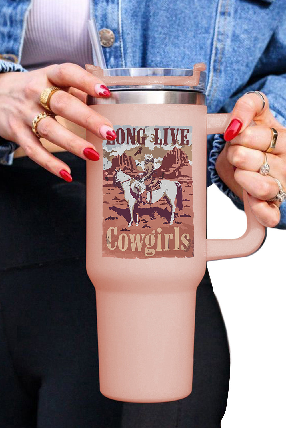 Pink Western Cowgirls Graphic 304 Stainless Double Insulated Cup 40oz
