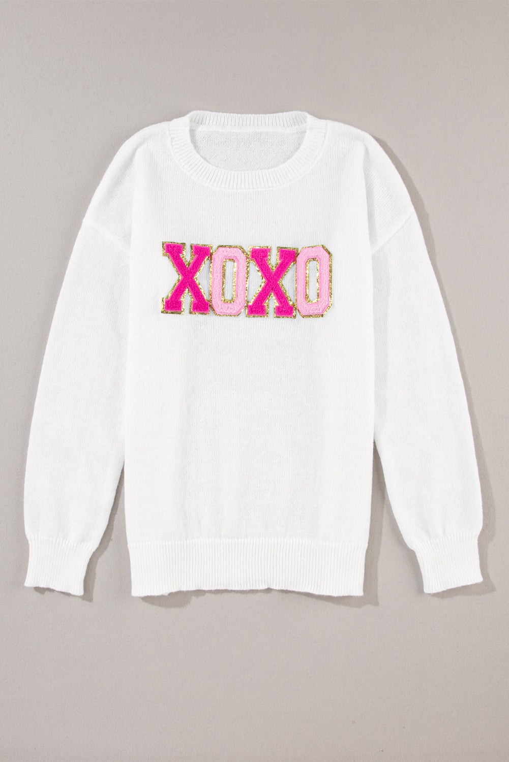 Pink Howdy Heart Graphic Round Neck Casual Sweater