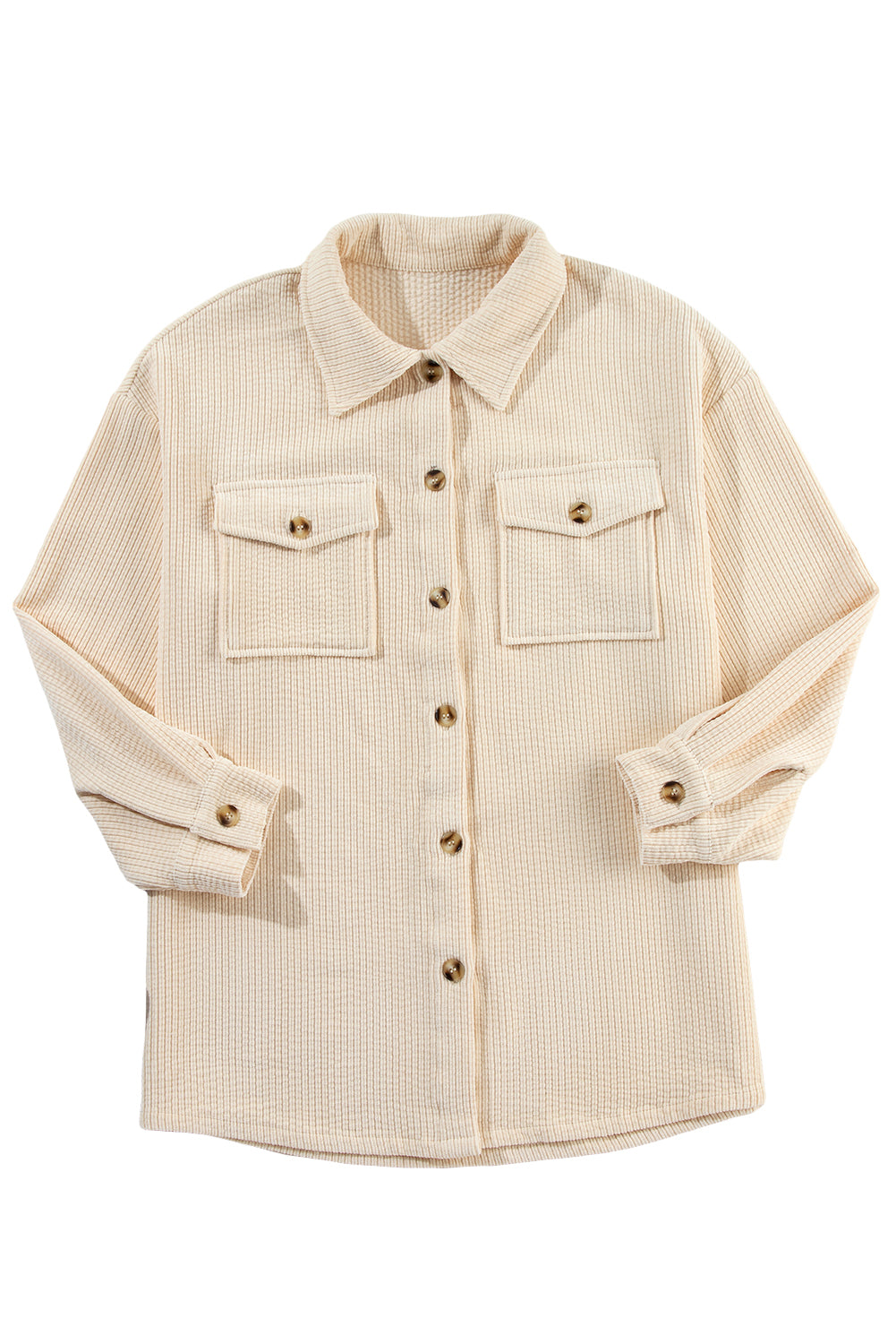 Corduroy Flap Pocket Button Up Shacket