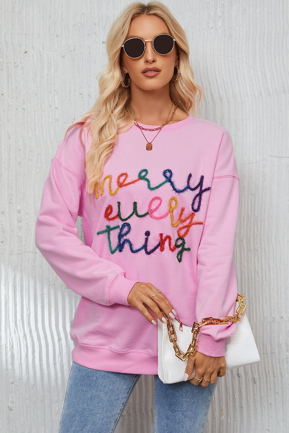 Black Every Thing Letter Christmas Sweatshirt