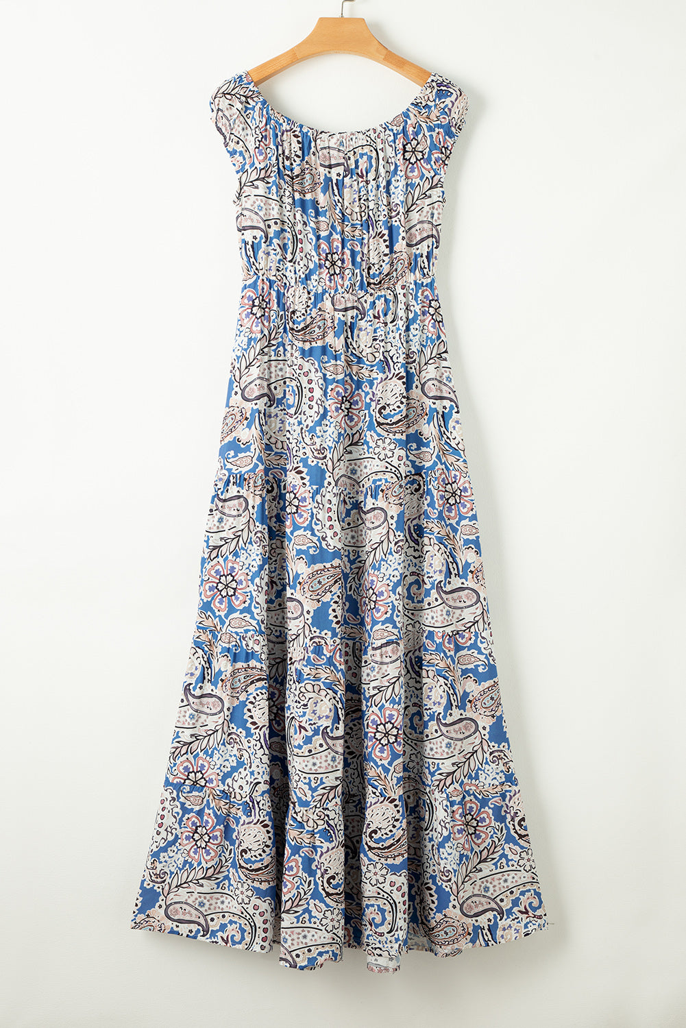 Boho Paisley Print Off Shoulder Maxi Dress