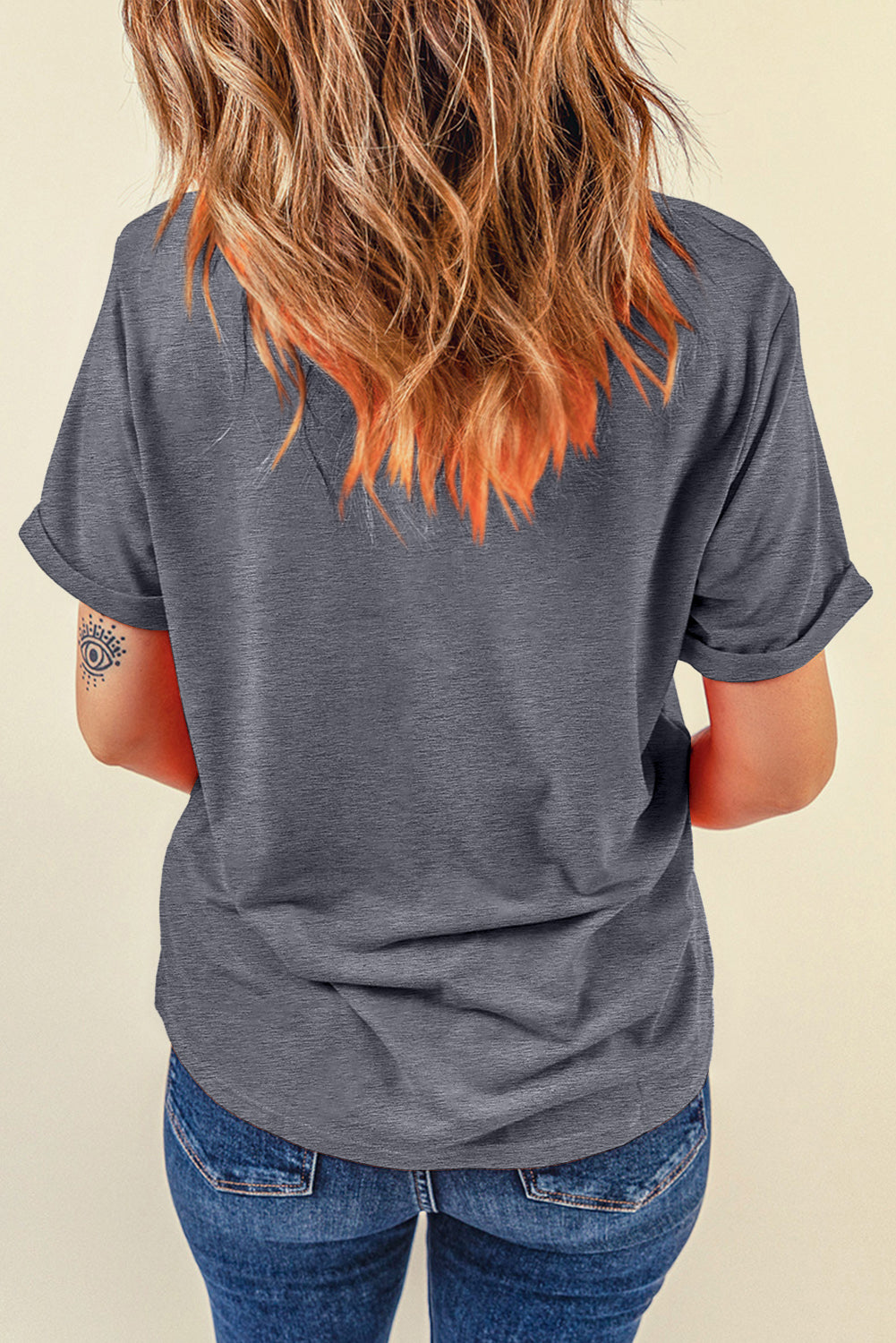 Gray Baseball Print Crew Neck Graphic Tee