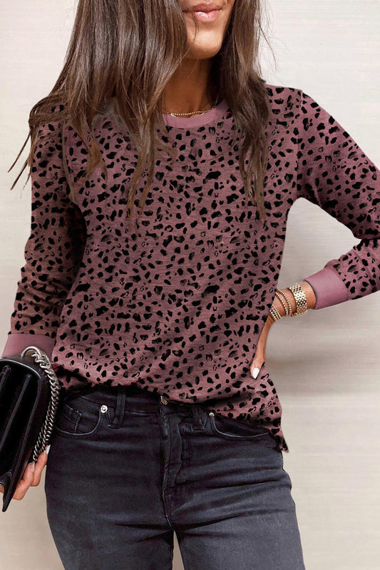 Animal Spotted Print Round Neck Top