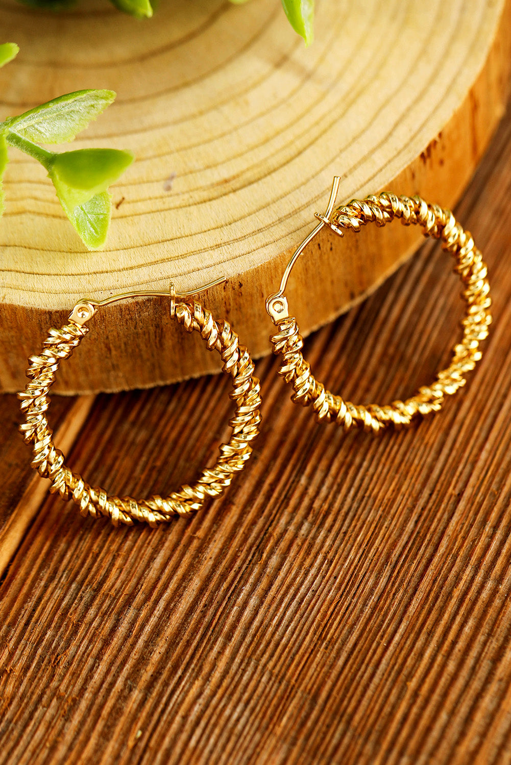 Gold Vintage Textured Hoop Earrings