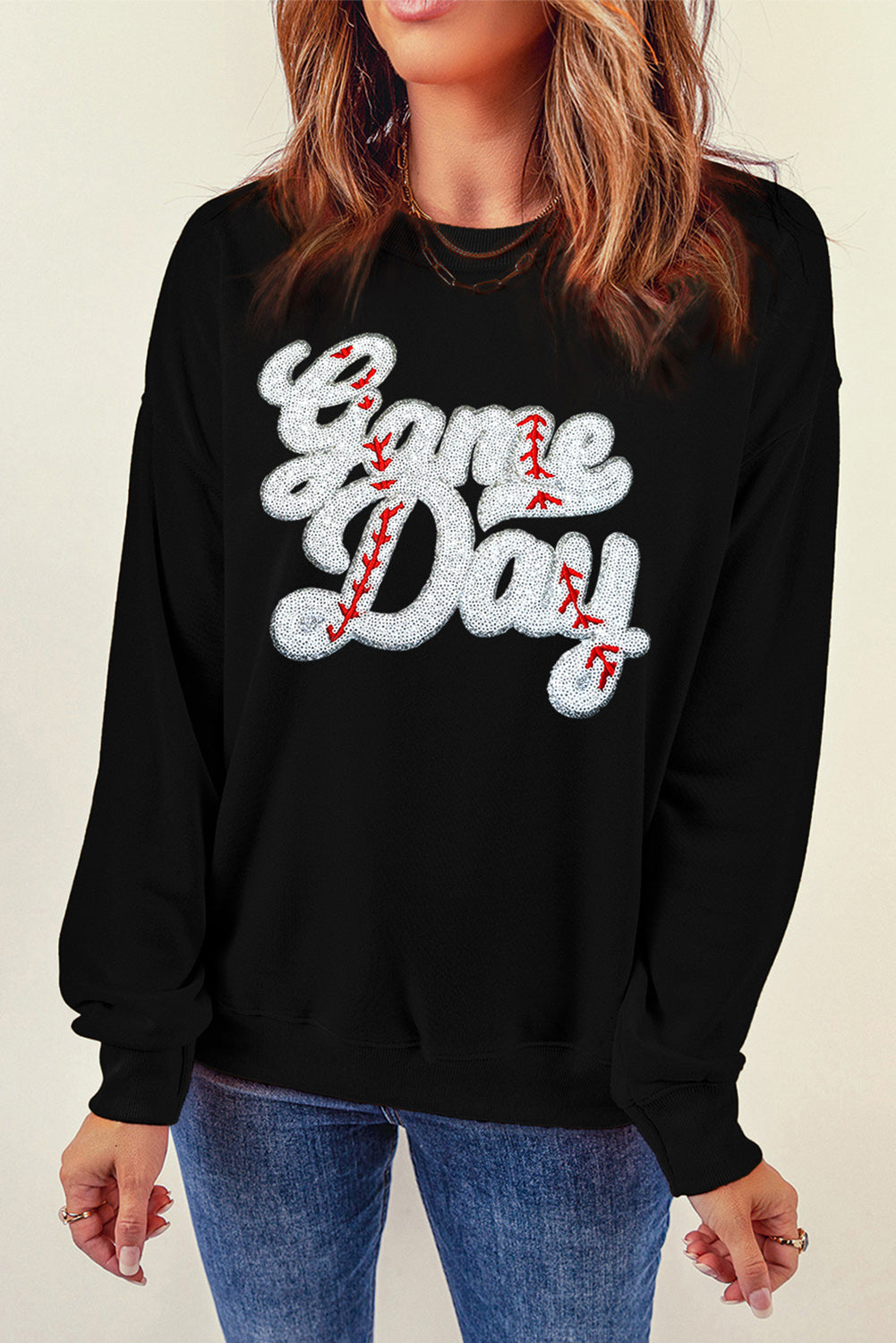 Game Day Baseball Graphic Crew Neck Sweatshirt