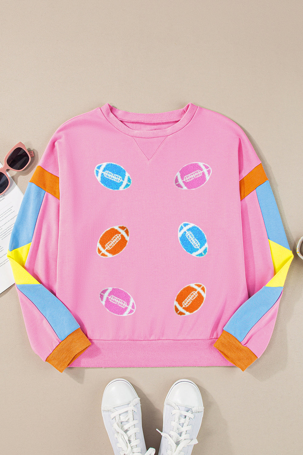 Color Block Game Day Rugby Graphic Sweatshirt