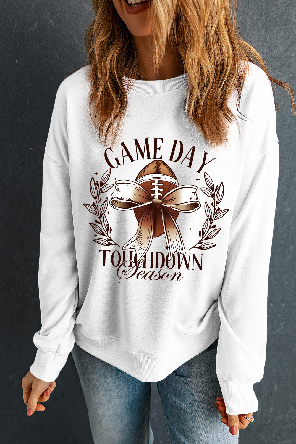 GAME DAY Bowknot Rugby Graphic Sweatshirt