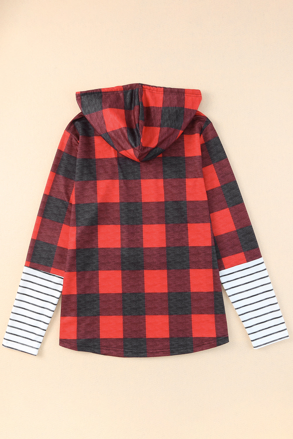 Fiery Red Plaid Patch Sleeve Leopard Christmas Tree Graphic Hoodie