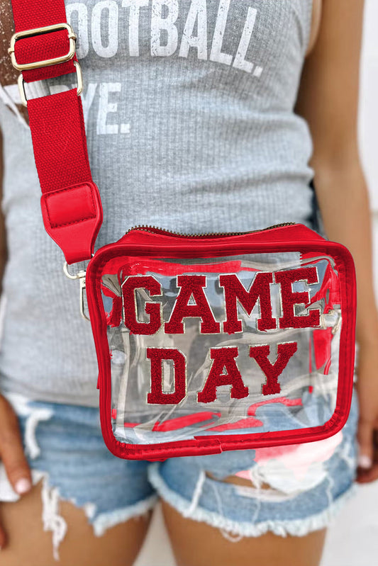 Chenille GAME DAY Pattern Clear Shoulder Bag