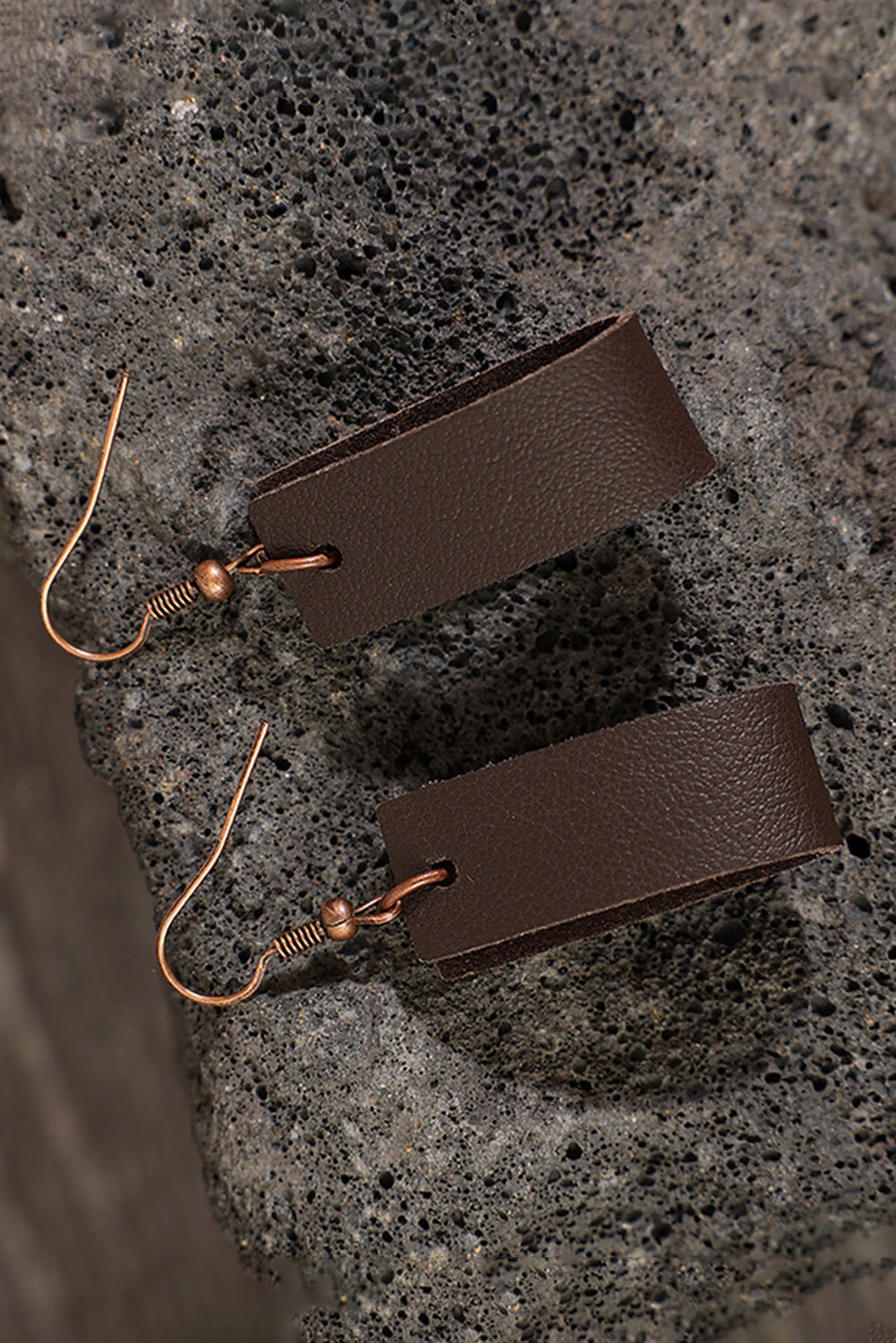 Dark Brown Circle PU Leather Drop Earrings