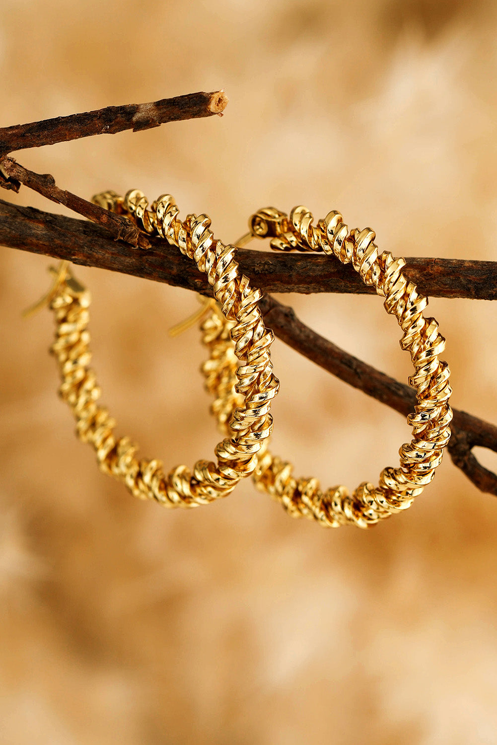 Gold Vintage Textured Hoop Earrings