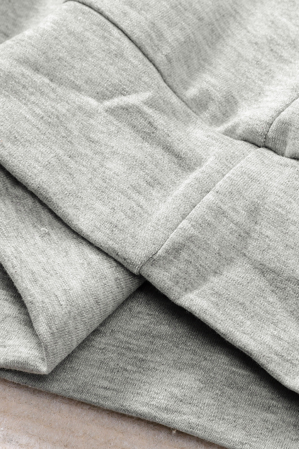 Gray Cowl Neck Drop Shoulder Splicing Sleeves Sweatshirt