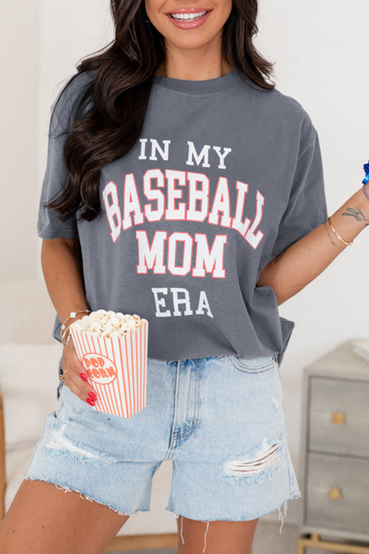 Gray IN MY BASEBALL MOM ERA Crewneck Graphic Tee