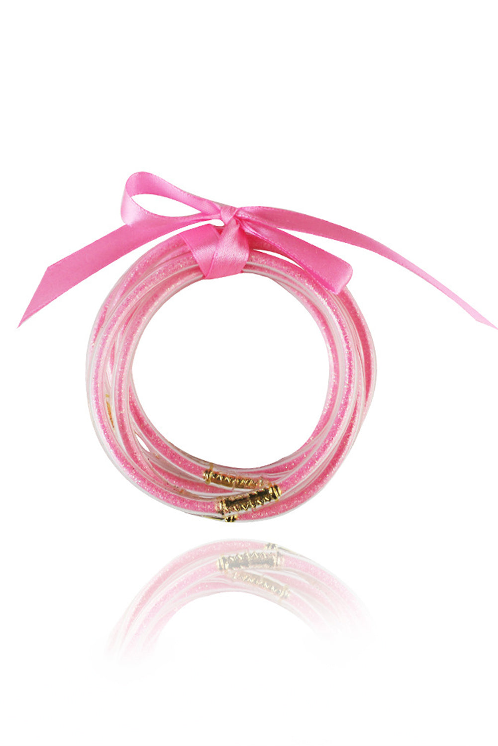 Pink Glitter Bowknot Layered Jelly Bracelet