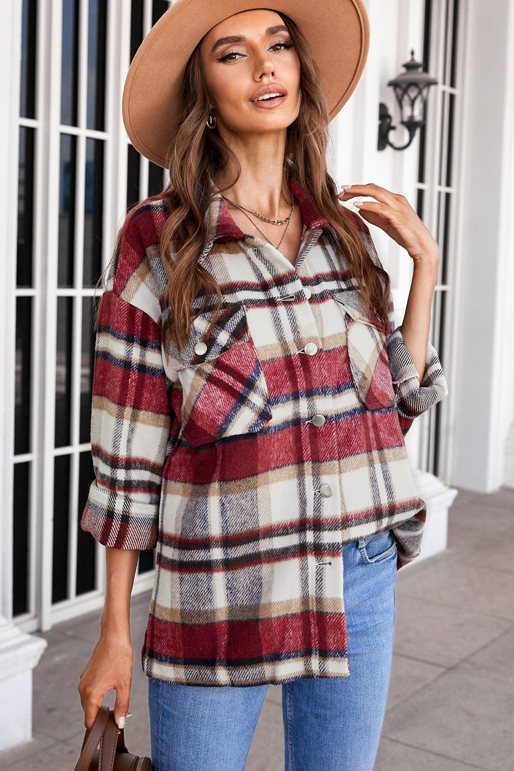 Plaid Button Up Long Sleeve Flannel Shacket