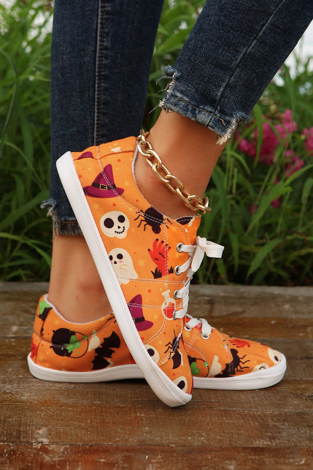 Halloween Pumpkin Spider Ghost Print Sneakers