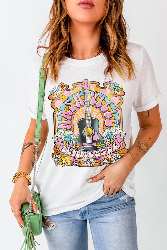 Music Festival Nashville Letter Print Graphic Tee