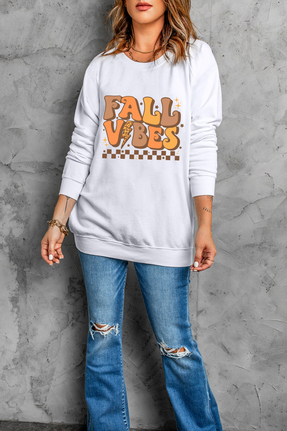 FALL VIBES Graphic Drop Shoulder Sweatshirt