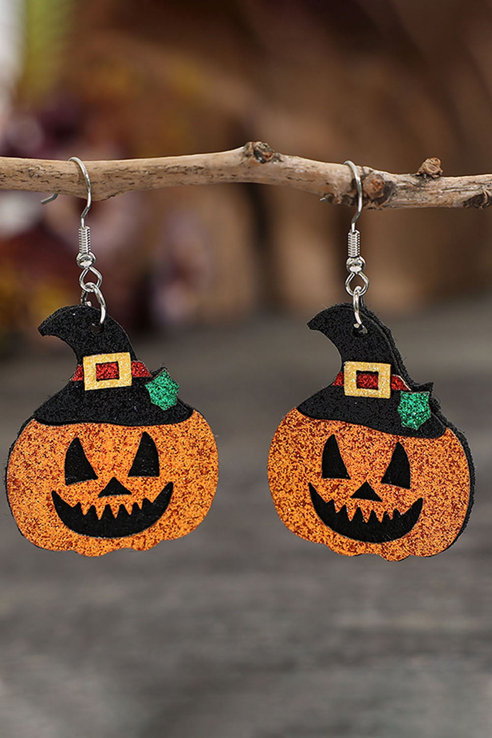 Multicolour Animal Print Pumpkin Shape Drop Earrings