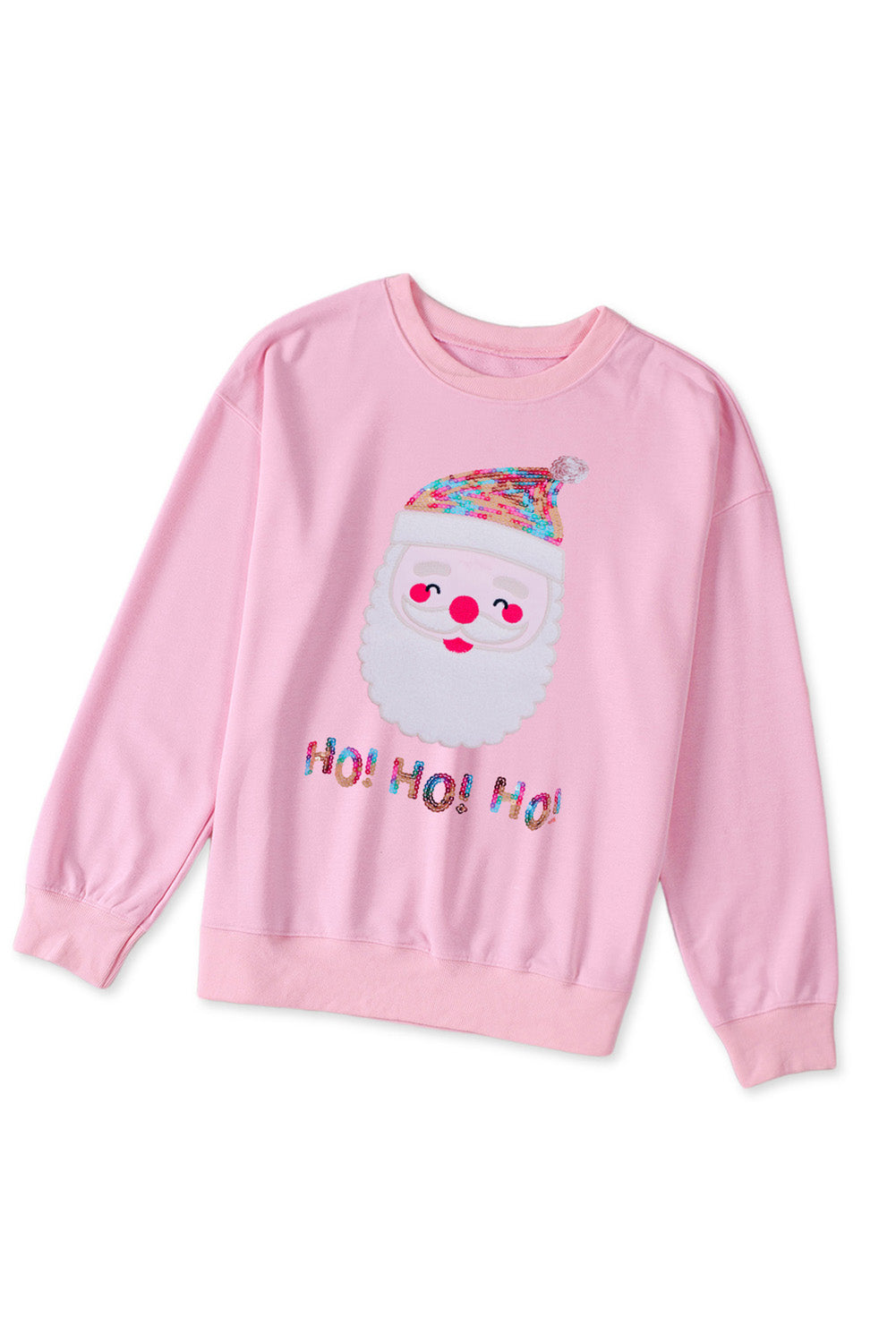 Pink HO HO HO Sequined Santa Claus Sweatshirt