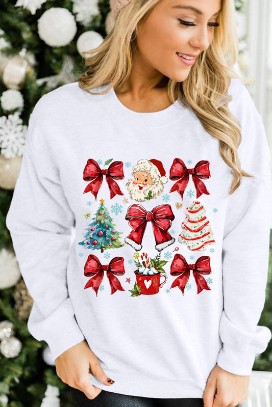 Christmas Tree Bowknot Santa Clause Graphic Sweatshirt