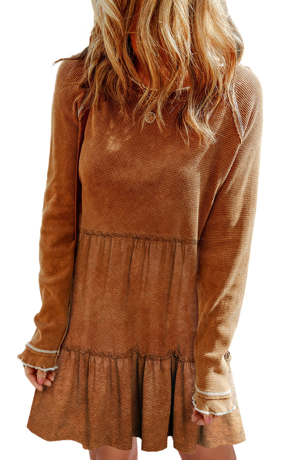 Textured Round Neck Long Sleeve Top