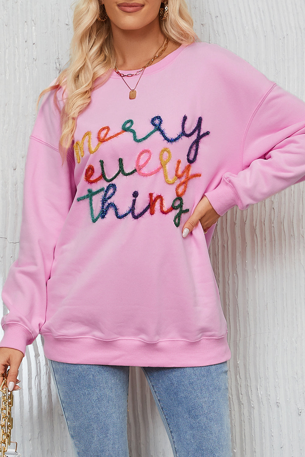 Black Every Thing Letter Christmas Sweatshirt