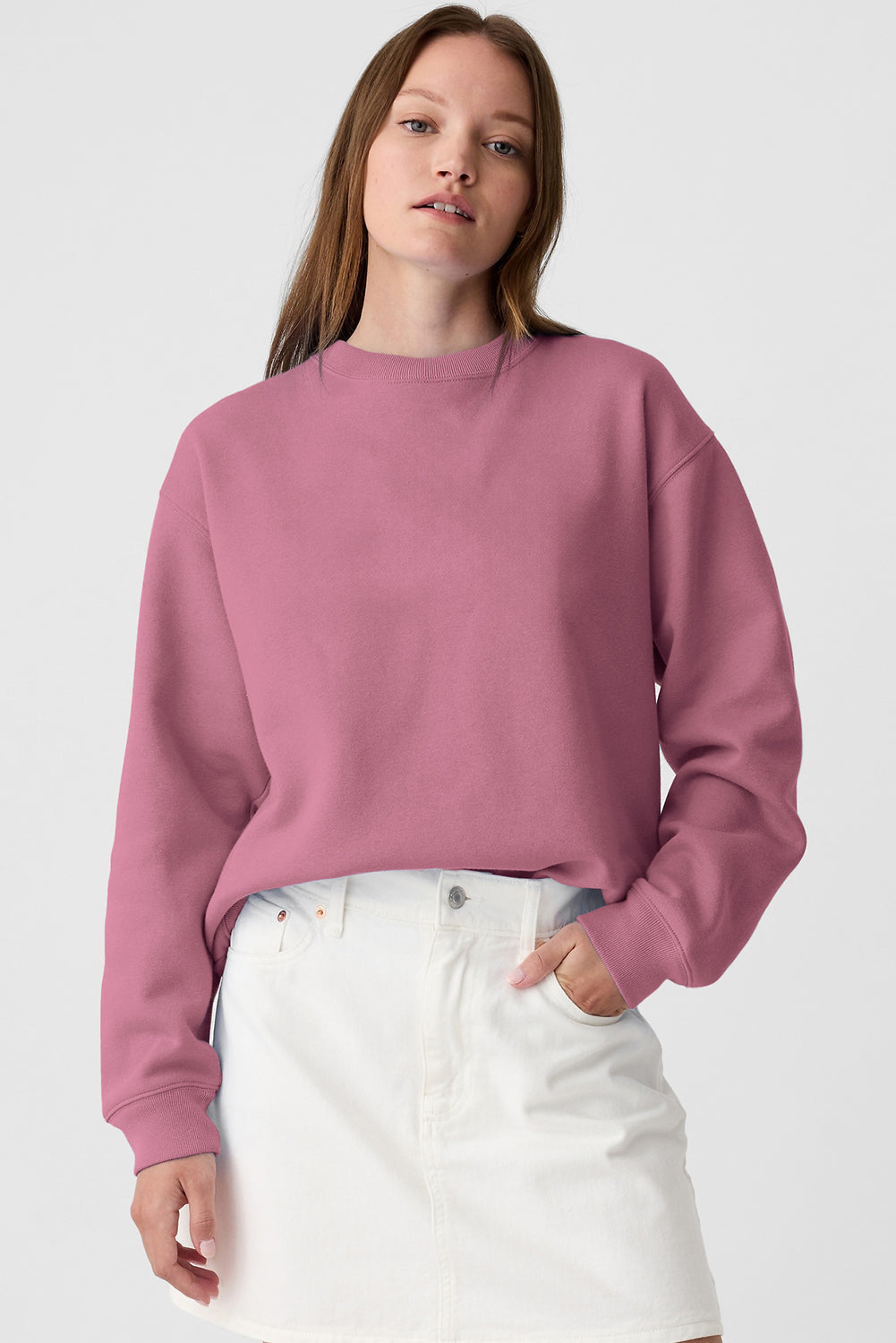 Solid Color Drop Shoulder Terry Sweatshirt