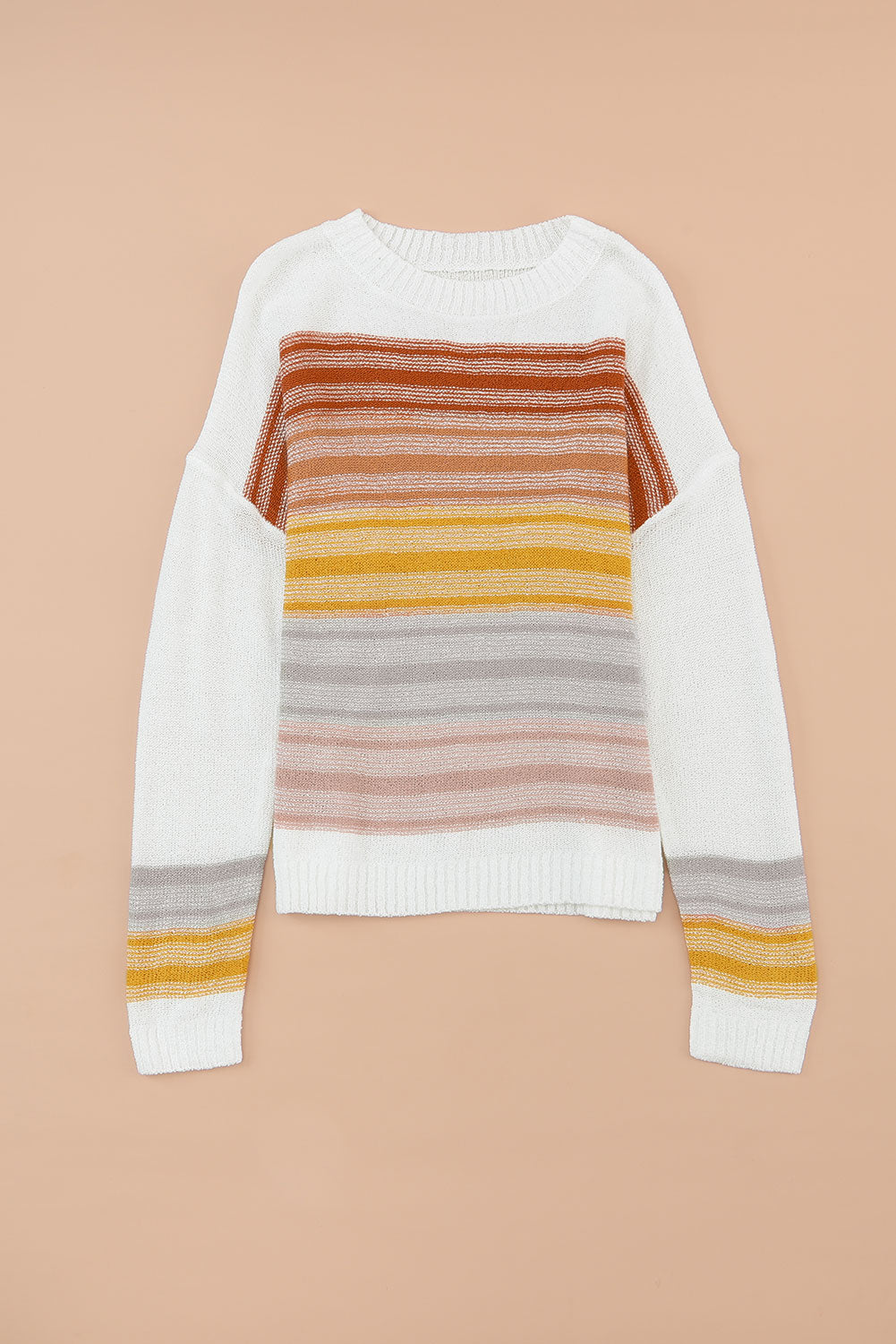 Knitted Long Sleeve Pullover Striped Sweater