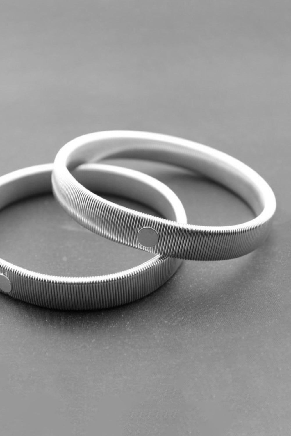 White Stretchy Metal Wide Bangle