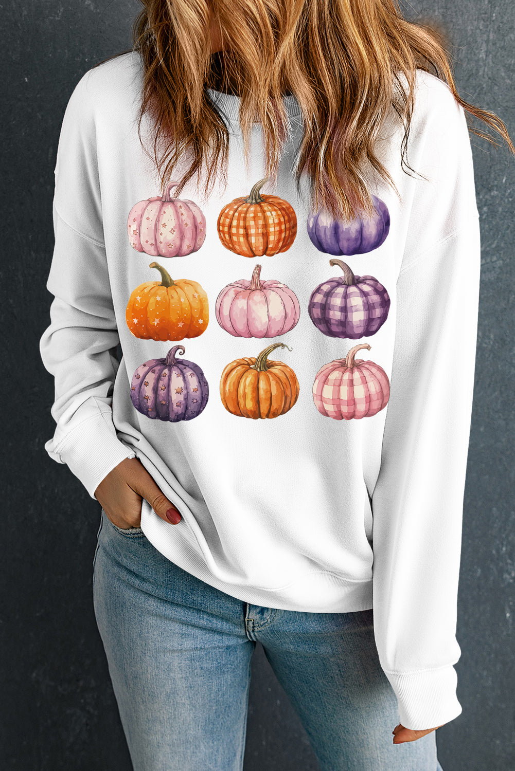 Thanksgiving Pumpkin Graphic Pullover Sweatshirt